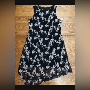 🌟BEAUTIFUL🌟ALFANI Black Rose Shimmer asymmetrical dress size 18 💎NEW with TAG💎